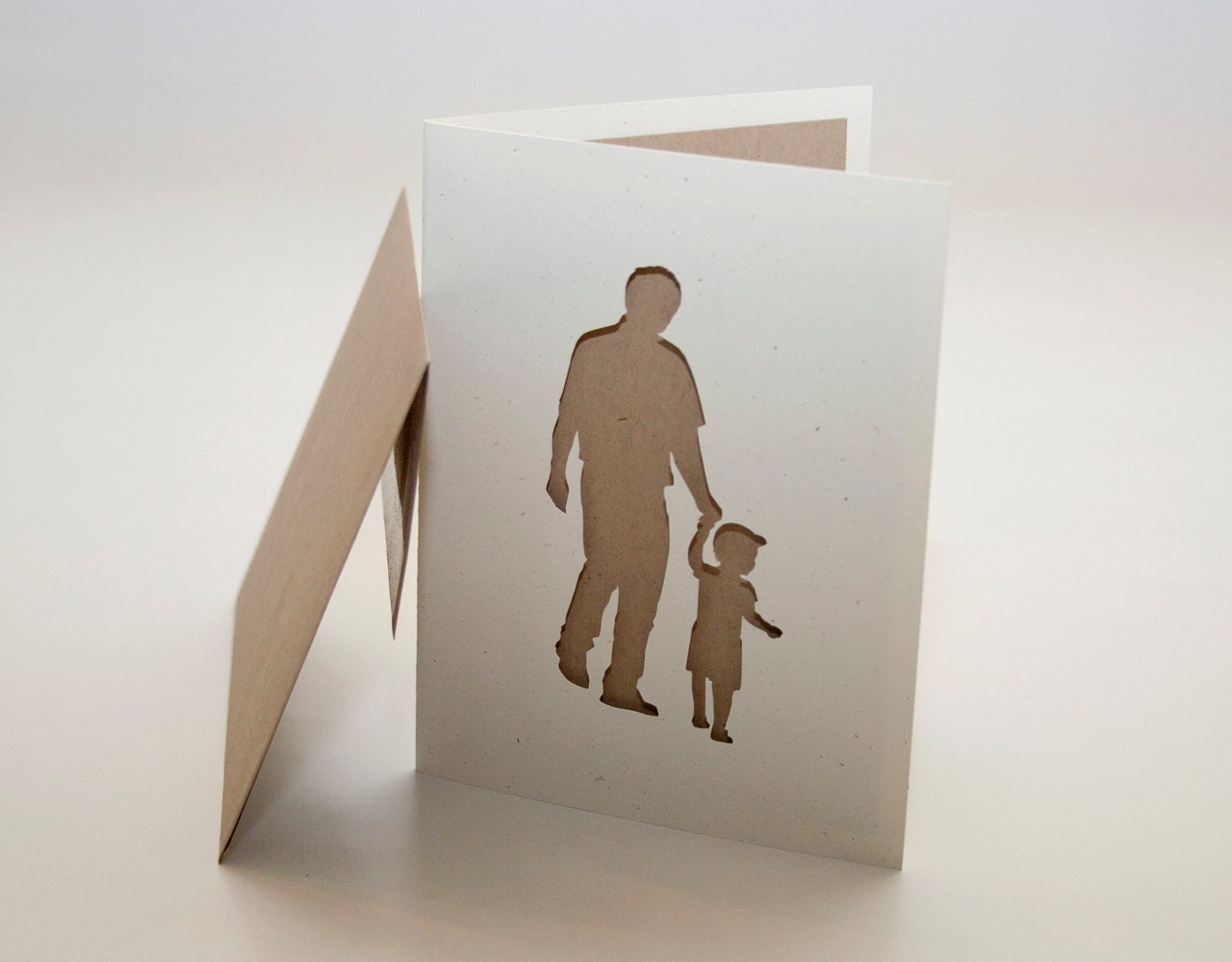 Father and Son Card, Blank Cut Silhouette Greeting Card