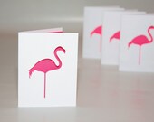 Pink Flamingo Note Card Set of Four in Neon Pink