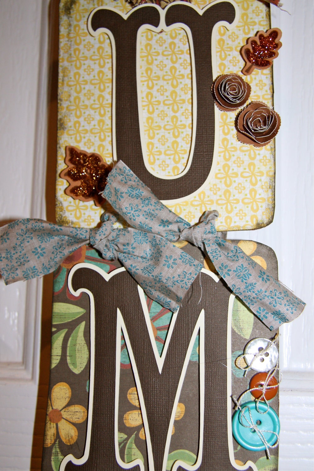 Fall/Harvest/Thanksgiving/Autumn Decor Sign Boutique Blocks /Autumn Decor Harvest Yellow & Brown AUTUMN Wall/Door Sign