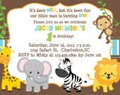 Sweet Jungle Friends Safari Birthday Invitation For Boys-DIY Print Your Own Il_170x135