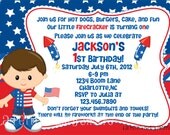 July 4th Red White Blue Invitation Design Boys-Little Firecracker-DIY-Print Your Own Il_170x135