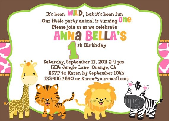 Jungle Safari Birthday Invitation For Girls-DIY Print Your Own Il_570xn