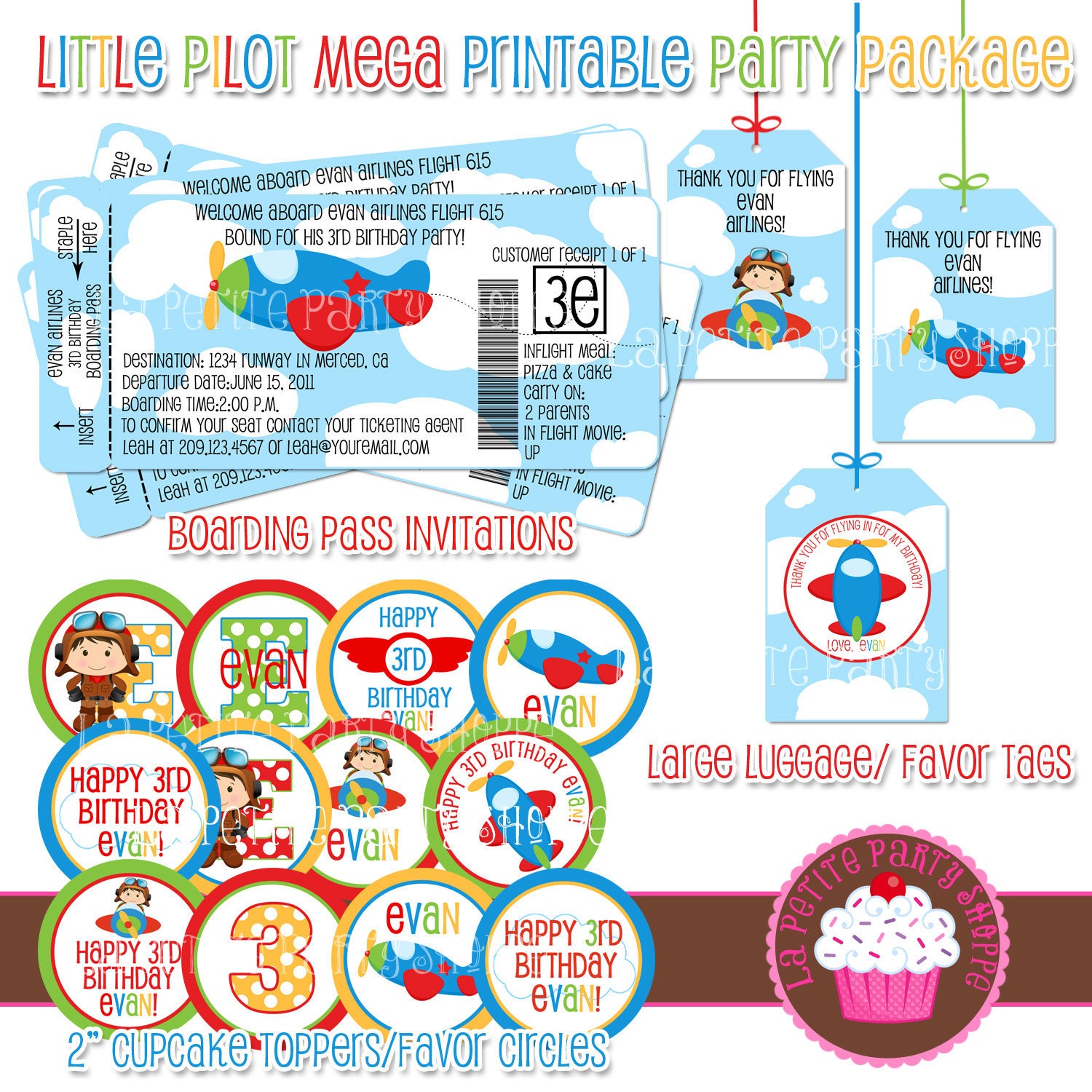 Little Pilot Mega Printable Package-Including Boarding Pass Invite-ON Sale Il_570xn
