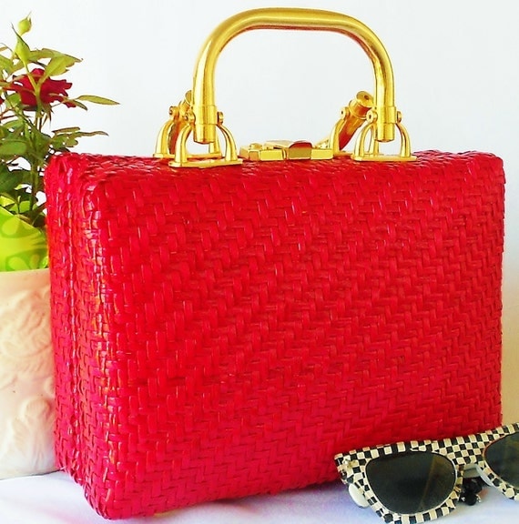 Rockabilly Red Box Purse Italy Woven