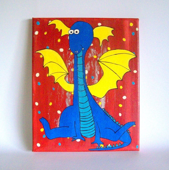 Kids Canvas Art - Dragon Decor - 11x14 Canvas Art - Kids Wall Art