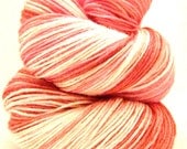 Hand Dyed Yarn - Superwash BFL and Bamboo, Lustre Sock Yarn in Cherry Blossom - Preorder.