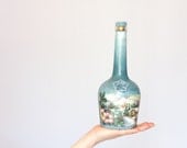 Decorative Bottle Painted in Pastel White & Blues, Decoupage Liquor Bottle, Upcycled Curvoisier Bottle WINTER Scenery ohtteam - BeauMiracle
