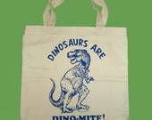 Dinosaurs Are Dinomite Retro T-Rex Illustration - Canvas Tote Bag