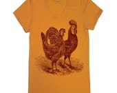 Womens Rooster and Hen T Shirt - American Apparel Tshirt - S M L XL (20 Color Options)