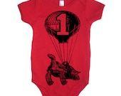 1st Birthday Flying Turtle Baby Onesie Girl Bodysuit - American Apparel - 3-6m, 6-12m, 12-18m, 18-24m, (7 Color Options)