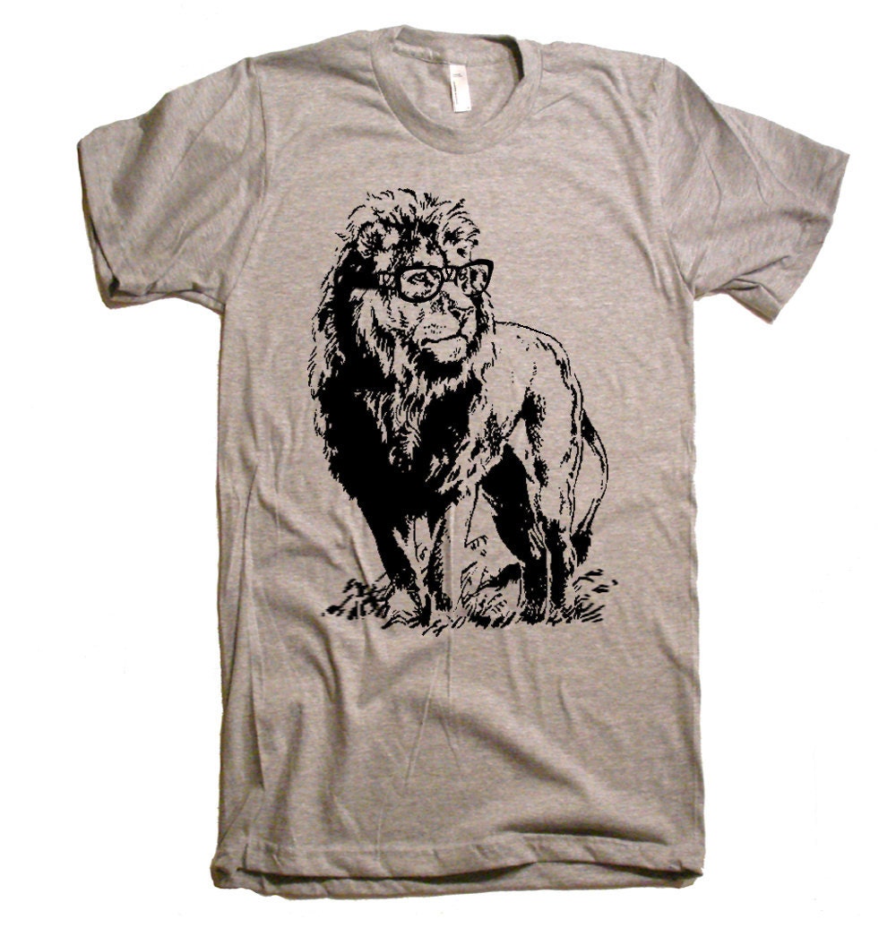 Mens Lion Professor T-Shirt - American Apparel Tshirt - XS S M L XL and XXL (28 Color Options)