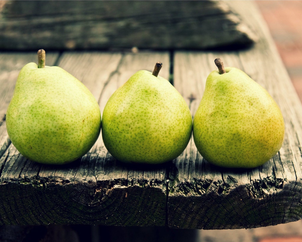 Trois Poires sur un Banc - 8x10 Fine Art Photographic Print