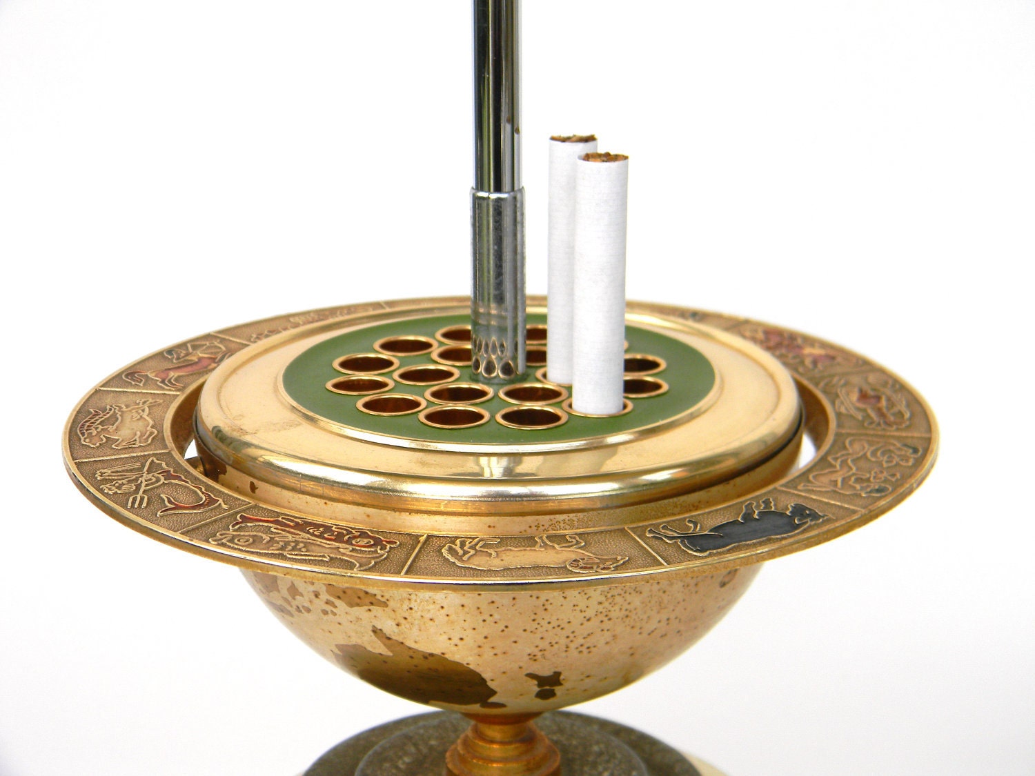 Reserved for Amber - Mad Men Style x 4 - vintage Cigarette holder / Music Box / Globe / Astrology Chart