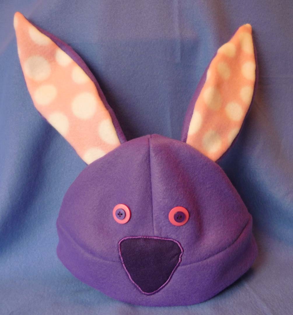 Purple Petunia Bunny Fleece Hat