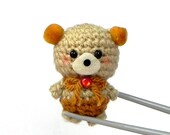 Toffee pom pom ears BBQ MochiQtie - Amigurumi Mochi size crocheted mini toy  doll