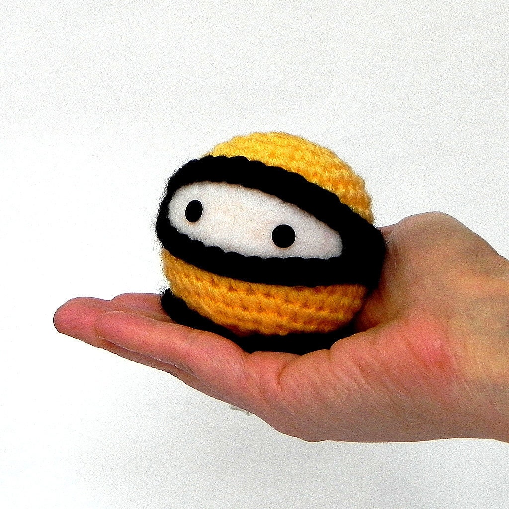 Amigurumi  Ninja - Yellow ninja MochiQtie - Crocheted Mochi size Amigurumi toy / doll