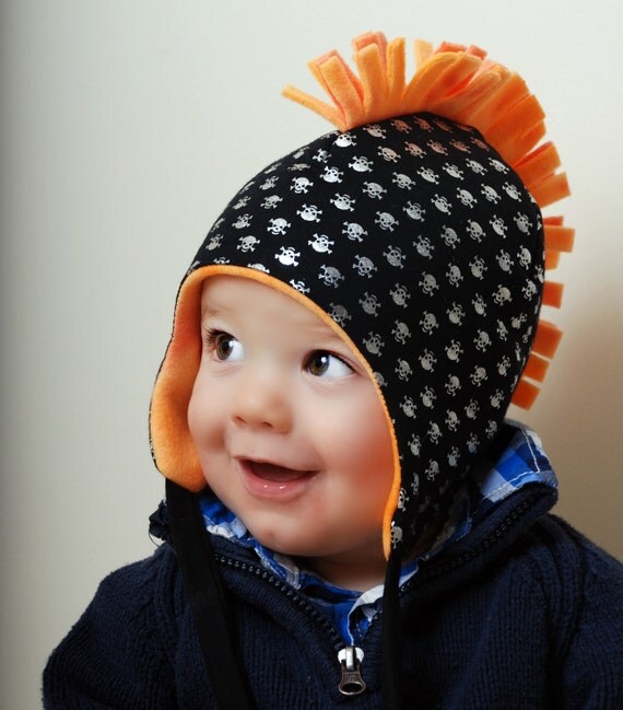 the MOHAWK SKULLY beanie, available in multiple fabrics and colors, multiple sizes available, great photography prop