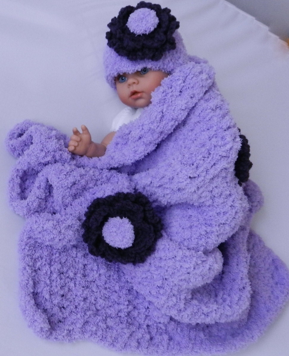 Clearance Newborn  Baby Blanket Super Soft with Newborn Hat Photo Prop. baby first visit, baby shower gift baby afghan