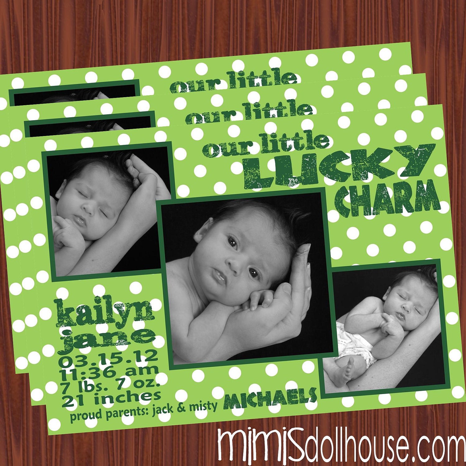 Birth Announcements- Photo Cards- St Patrick's Day Baby Announcement JPEG Il_170x135
