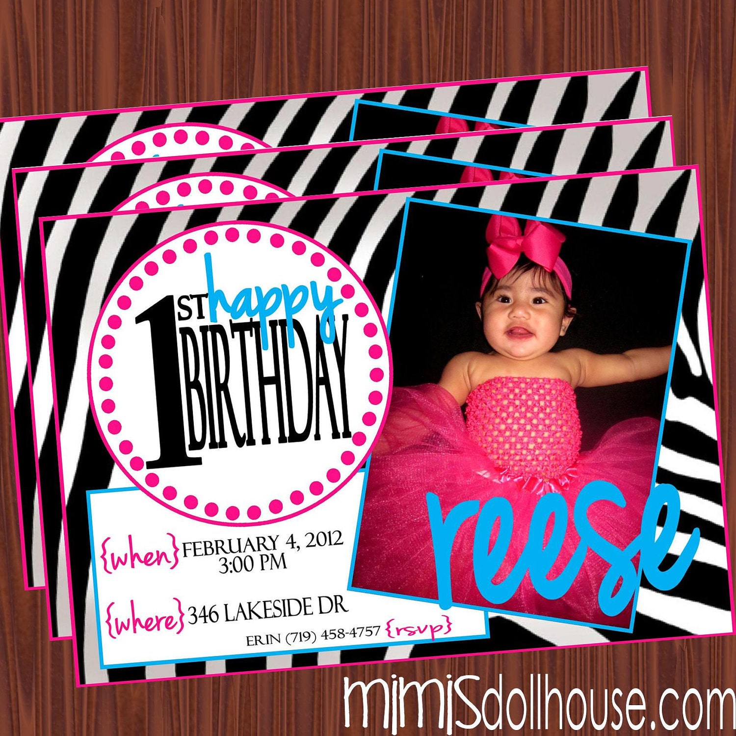 Zebra Invitations-Zebra Birthday Invitations PDF/JPEG with color choice Il_570xn