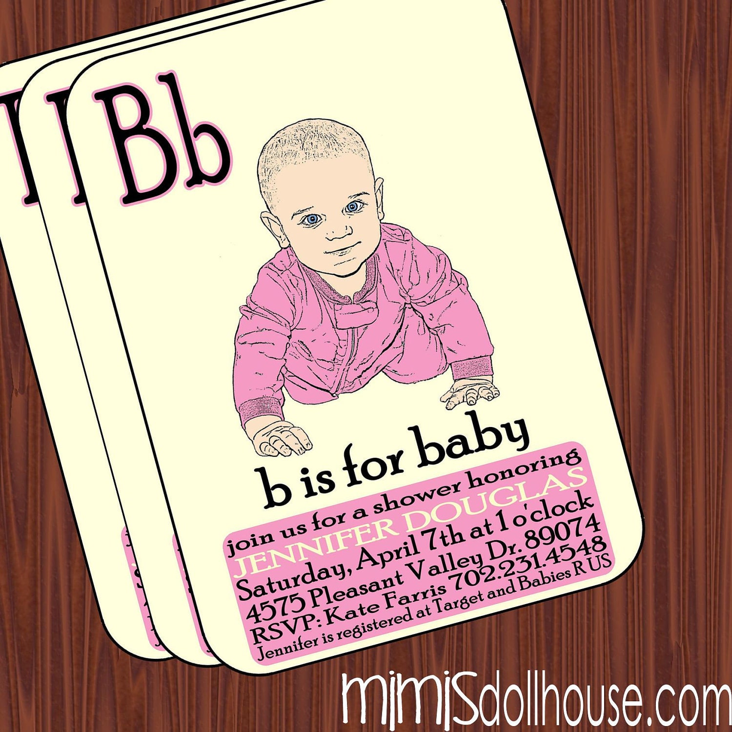 Baby Shower Invitation- B is for Baby Vintage Baby Shower Invitation PDF/JPEG Il_570xn
