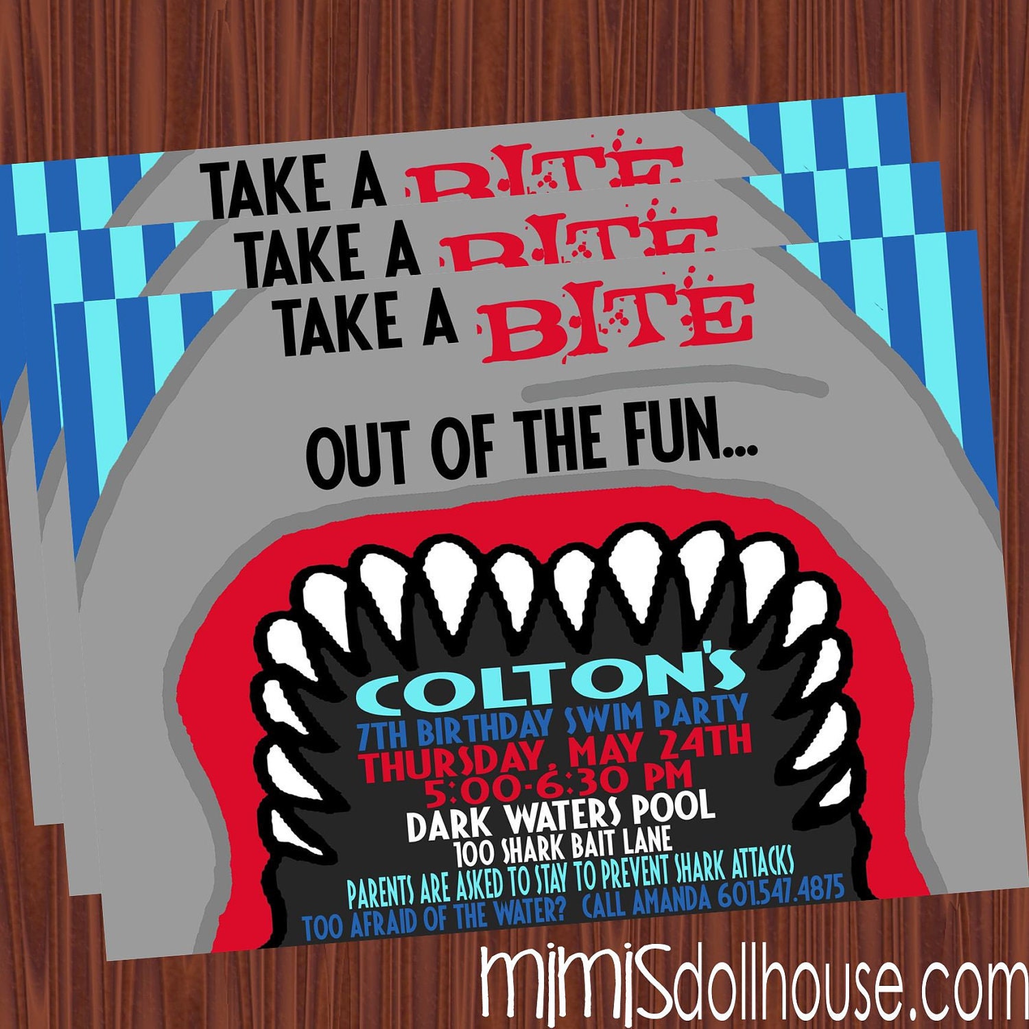 Shark Party Invitation- Printable Shark Party Birthday Invitation PDF/JPEG Il_570xn