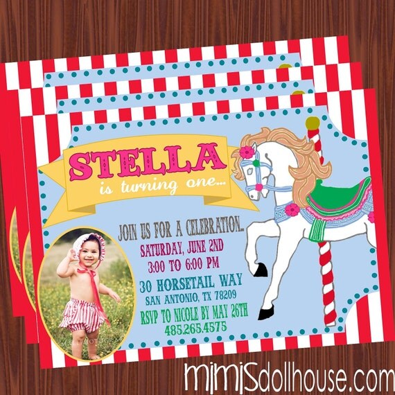Carousel Party Invitation- Printable Vintage Carousel Party Birthday Invitation-Merry Go Round Invitation PDF/JPEG Il_570xn