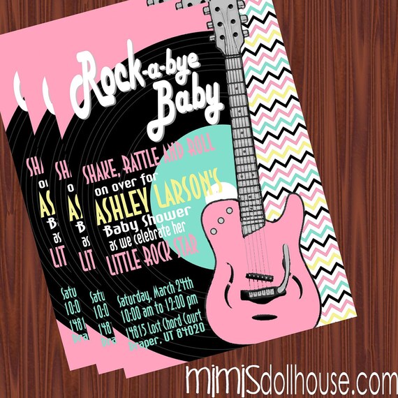 Rock and Roll Invitation- Rocker Baby Shower Invitation PDF/JPEG Il_570xn