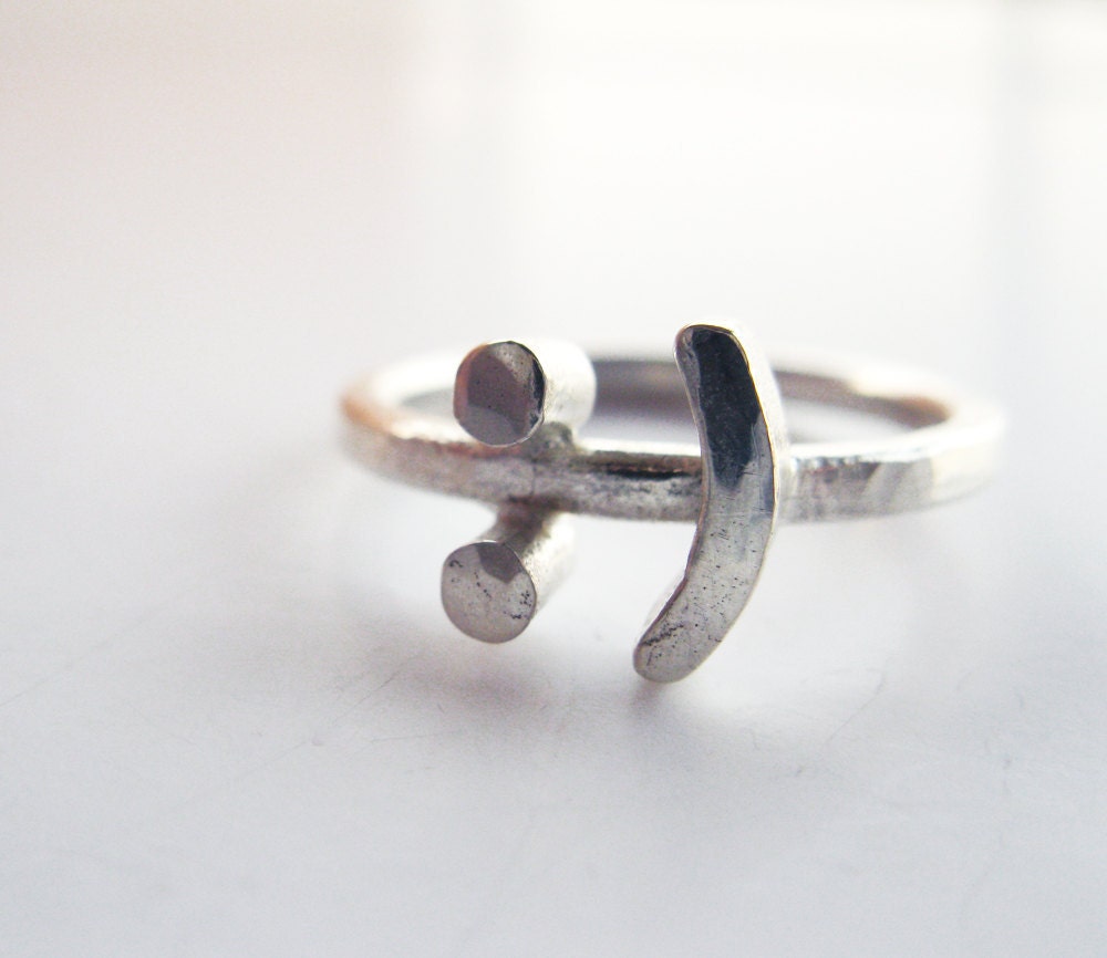 Smiley :) Ring - Sterling Silver - Happy Smile Face Emoticon Symbol Ring - Cute Ring - Geek Chic Ring - Perfect Gift
