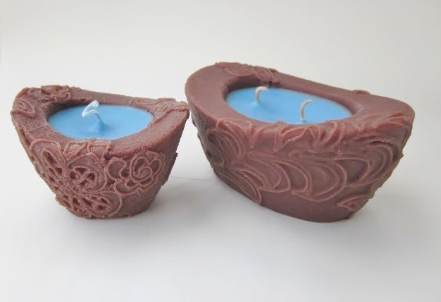 FREE SHIPPING: Mahogany Blu - 1 Small & 1 Medium Chantilly Natural Wax Candles