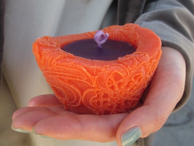 Sweet Sunrise - Beewax/palmwax Candles - Small Chantilly Design Natural Wax Candle