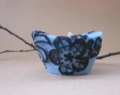 Beeswax / Palmwax Candles - Sm Sculptural Natural Wax Candle - Graphic Chantilly Lace Pattern Candle -(Graphic in Blue)