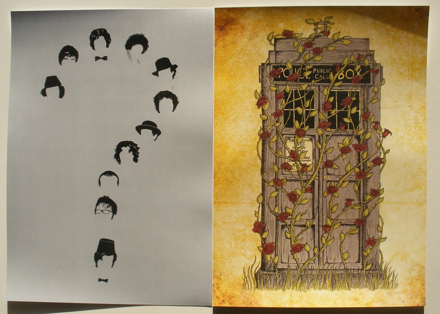Who and Rose- 2 Doctor Who inspired A3 Litho Art Prints/Posters