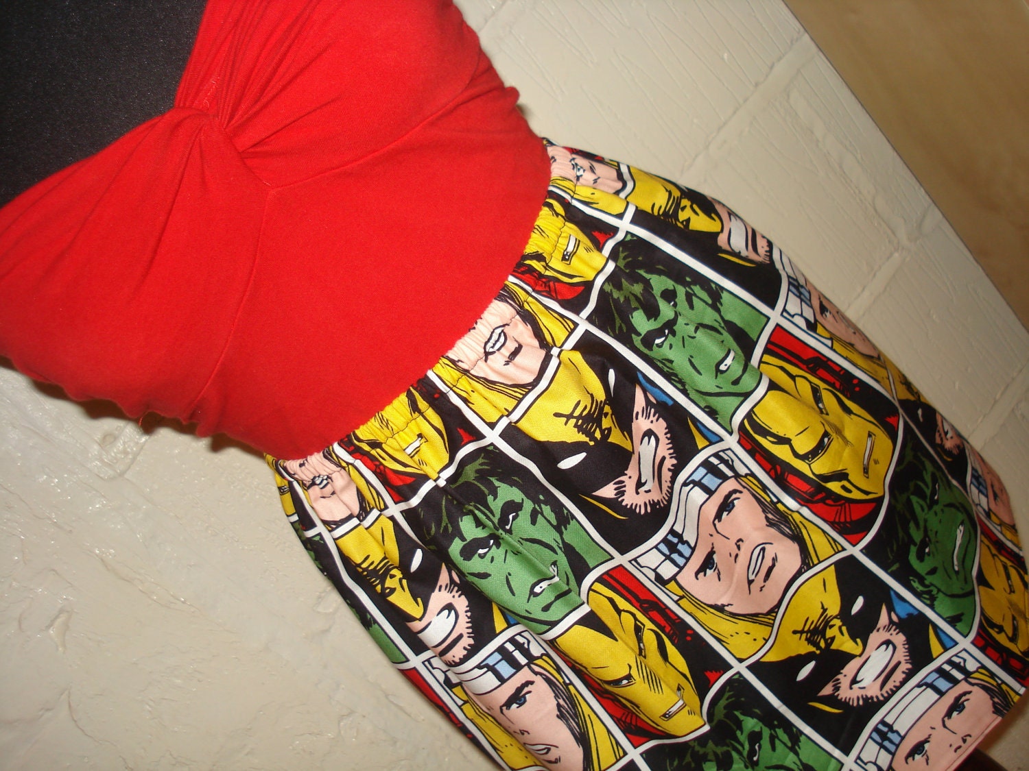 Avengers Faces Mini Skirt with Hulk, Thor, Iron Man, Wolverine-  High Waisted Ladies - Handmade Ready to ship