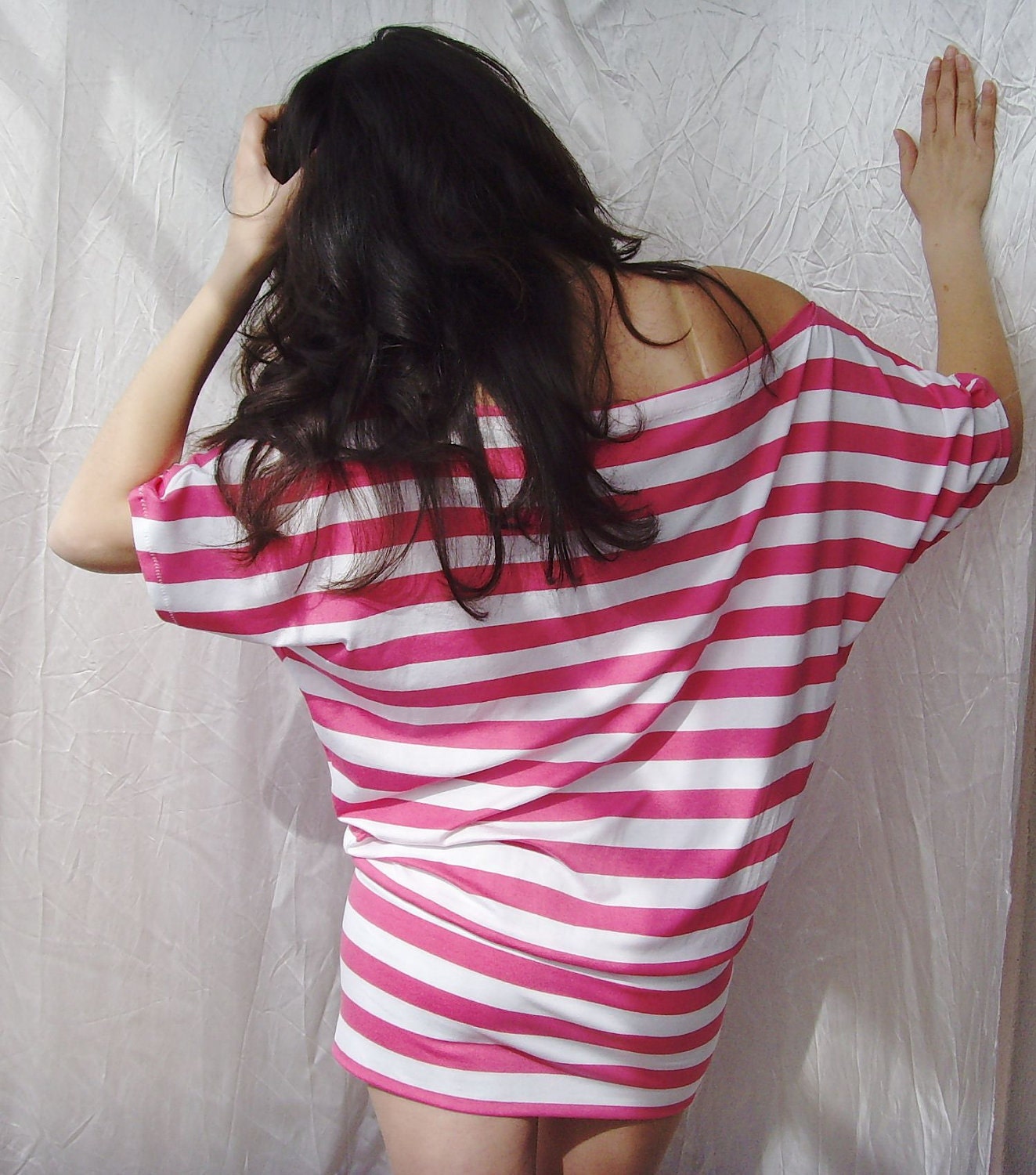 10% discount with coupon code cvetinka10 CuSTOM MadE Oversized Maternity Pink And White Striped Dress Tunic Top STRIPES Xs/ S/ M/ L/ XL