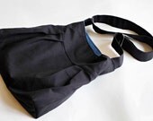 The Market Tote in Black and Denim Blue