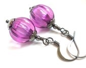 Purple Earrings, Silver Earrings, Gray Gunmetal, Amethyst, Tanzanite, Plum, Violet, Lavender, Grape, Dangle Earrings, Purple Jewelry, Beade