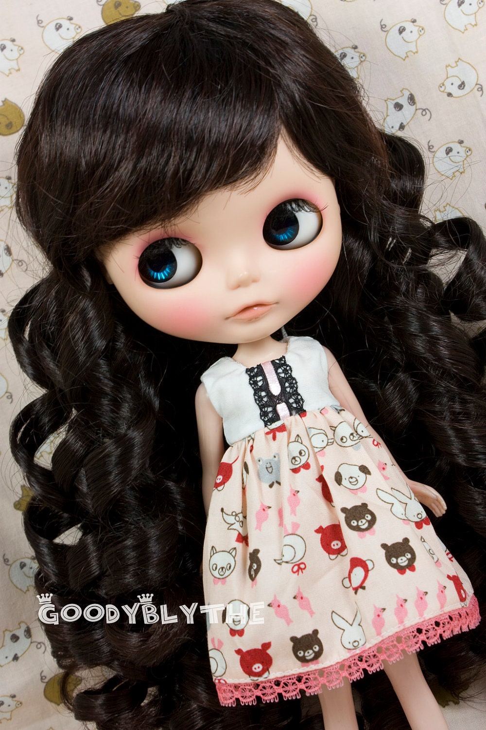12" Goodyblythe Doll Hair Wig for Blythe Dark Brown Curl W315