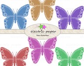 Retro Butterfly Clipart -Six butterflies - instant download