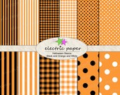 Halloween Basics - Digital Paper Pack - Black and Orange and White and Orange - small and large pattern - instant download