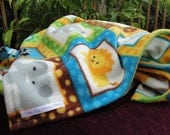 Handmade Fleece Baby Blanket - Zoo Animals Print / Safari Theme (30x40 inches)