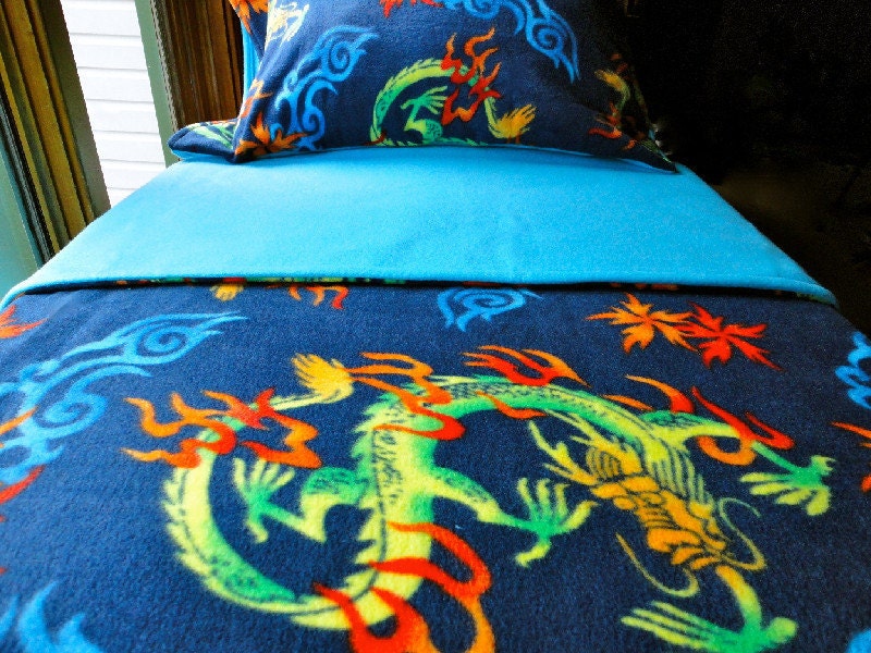 Crib / Toddler Fleece Blanket Set  'Chinese Dragons' for Boys & Girls - Fits Crib and Toddler Beds