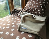 Twin Sized Bedding Boys & Girls Handmade Fleece Bed Set 'Cappuccino Paw Prints' (Ready to Make)