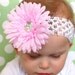 Pink Flower Headband- Baby Flower Headband- SALE- Boutique Bow by Violet's Velvet Box