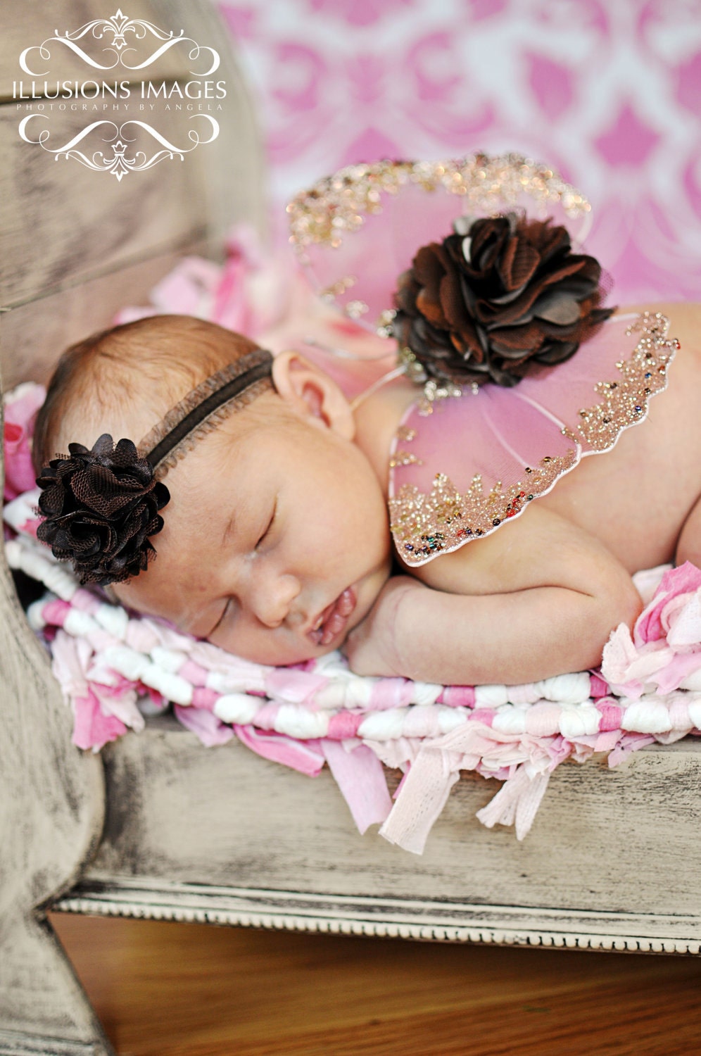 Baby Photo Prop Newborn Wings and Headband Set WHITE ANGEL Beaded Beauty by Violet's Velvet Box