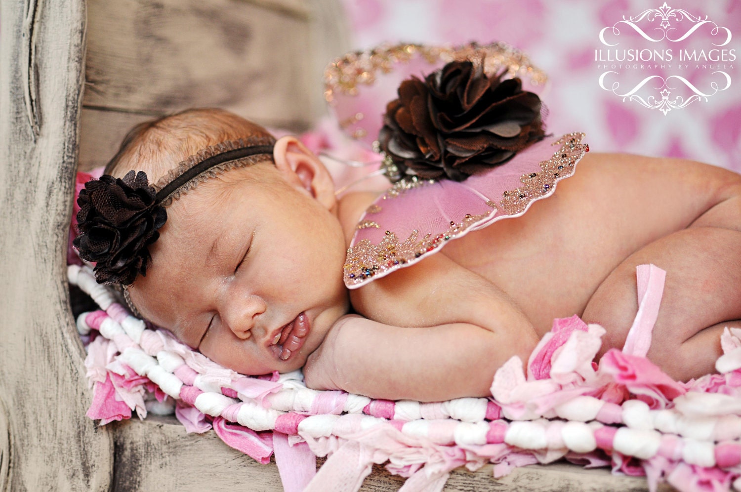 Baby Photo Prop Newborn Wings and Headband Set WHITE ANGEL Beaded Beauty by Violet's Velvet Box