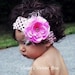Baby Girls Pink Flower Headband- Pink Hair bow Headband -SALE-  by Violet's Velvet Box