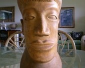 Handcarved wood bust of Hawaiian male