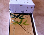 Japanese makie lacquer case with green bamboo stalk design - business card or cigarette case