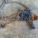 Lock and Key Necklace with Amber Beads
